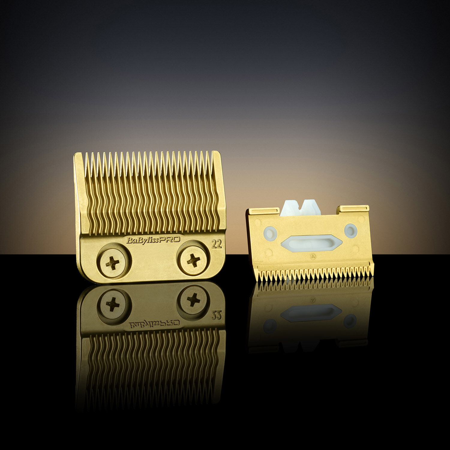 Gold Titanium MIM Fade Blade on a dark background